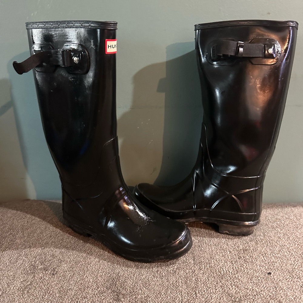 Hunter Original Huntress Gloss Black Boots